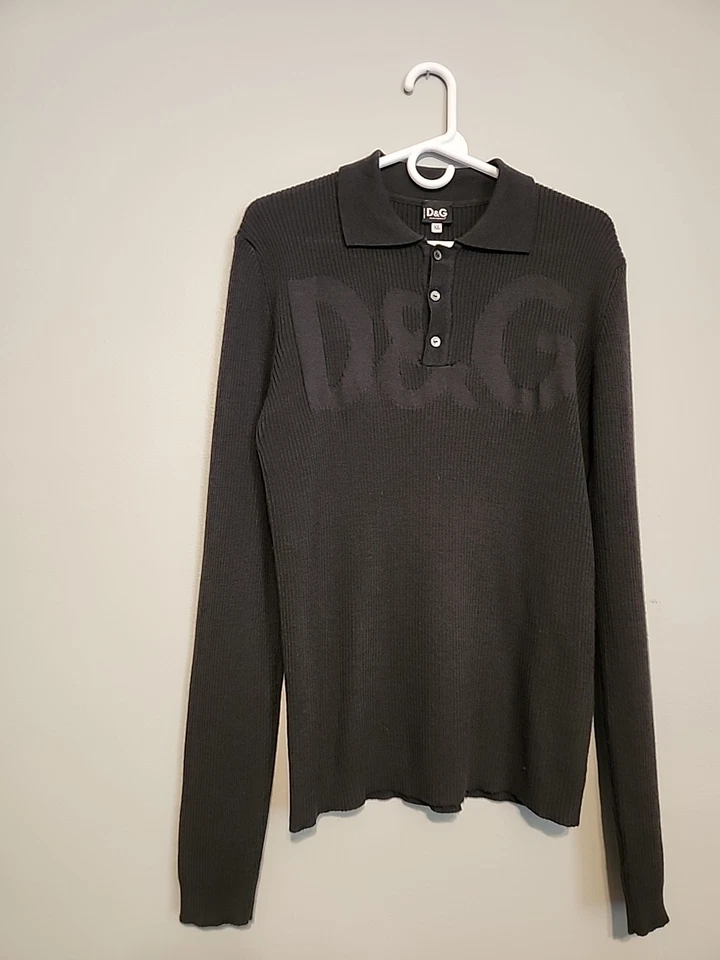 Authentic Dolce & Gabbana vintage big logo wool blend sweater Women XL Dark Gray - Image 2 of 4