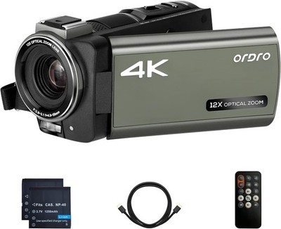 ORDRO 12x Optical Zoom Camcorder AX65 4K Videokamera WLAN UHD Camcorder 3,5'' IP