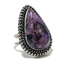 Ring Russian Charoite Gemstone 925 Sterling Silver Jewelry Size 6.5 A942