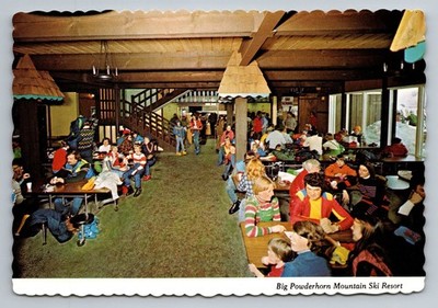 Big Powderhorn Mountain Ski Resort Chalet Interior Photochrome Postcard