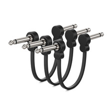 3 Pack Guitar Pedal Patch Cables 5 Inch Right Angle 1/4 TS Flat Instrument Cords