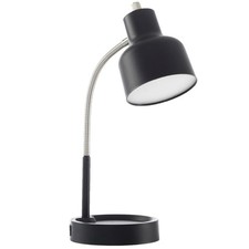 Mainstays LED Desk Lamp with Catch-All Base  AC Outlet, Matte Black