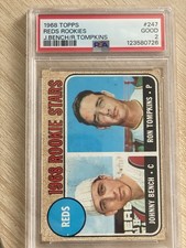 1968 Topps Johnny Bench Rookie Card #247. Big Red Machine PSA 2 Good !