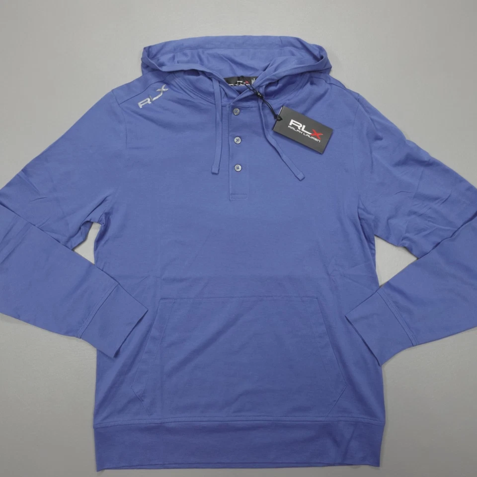 Sudadera con Capucha RLX Ralph Lauren Golf Henley Azul Absorbente Ligera Algodón Pima Talla S Foto 2 de 4