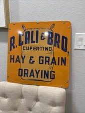 VINTAGE-ORIGINAL R. CALI & BRO FEEDS PORCELAIN SIGN
