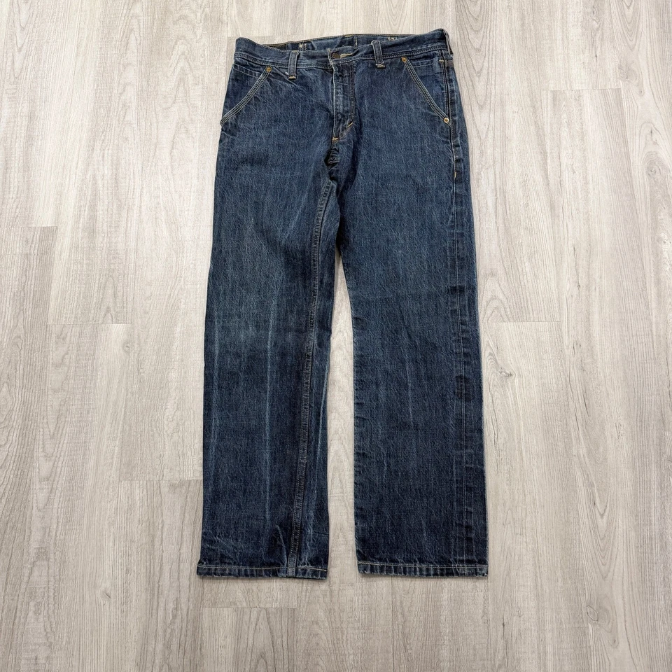 Jeans rectos ajustados con ribete de PVC vintage Levis 514 para hombre 34x32 hebilla trasera denim Foto 2 de 4