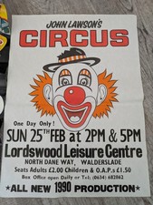 Rare Vintage 1990's UK Circus Clown Original Poster Lawson's 