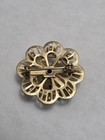 Vintage Ice Blue Rhinestone Goldtone Flower Pin And Screwback Earring Set — photo 3