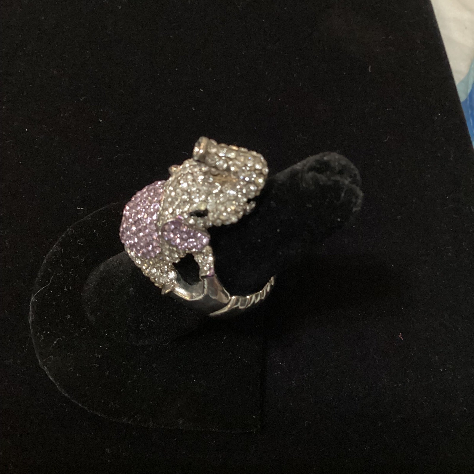 Elephant Ring Rhinestone Statement Ring Animal Si… - image 1
