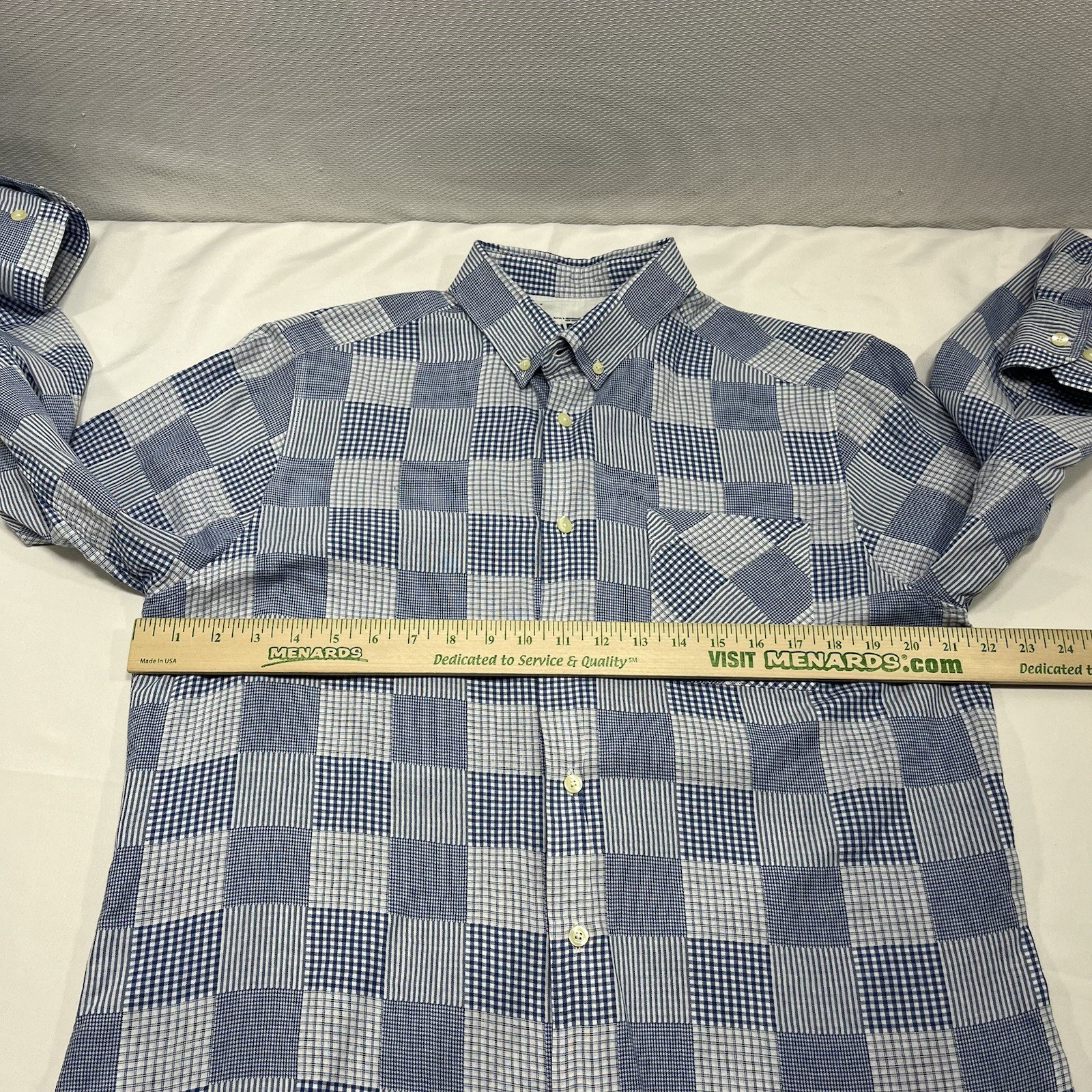 Barbour Button Down Gingham Patchwork Shirt Size … - image 5