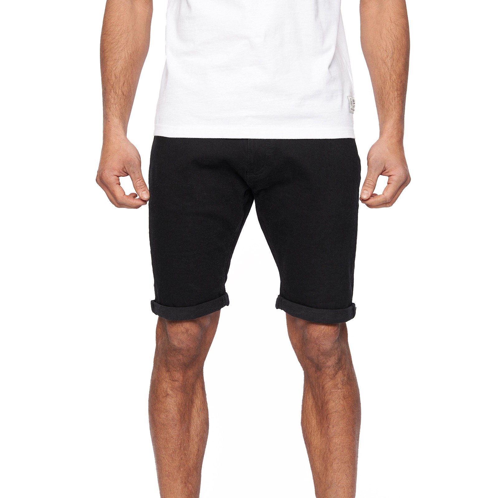 Duck And Cover Zeki Mens Denim Shorts Smart Casual Designer Summerwear Black
