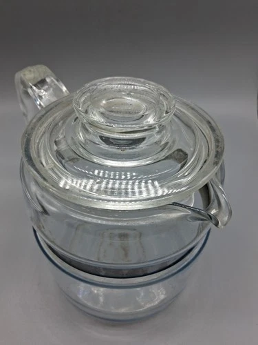 Vintage Pyrex Glass Percolator 4 Cup 7754 Flameware Coffee Pot, POT & LID