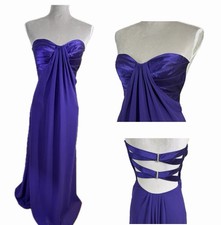 La Femme Prom Dress Maxi Gown Sz 00 Purple Chiffon Open Back Fairy Glam Evening