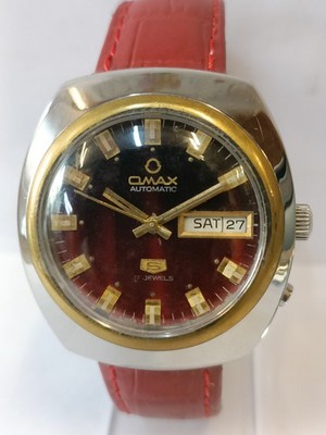 OMAX 17 JEWELS AUTOMATIC DUAL TONE DIAL 35425 SWISS MEN'S WORKING