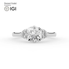 Cushion Diamond Trilogy Ring 18k White Gold Labgrown 1.95 Ct Solitaire