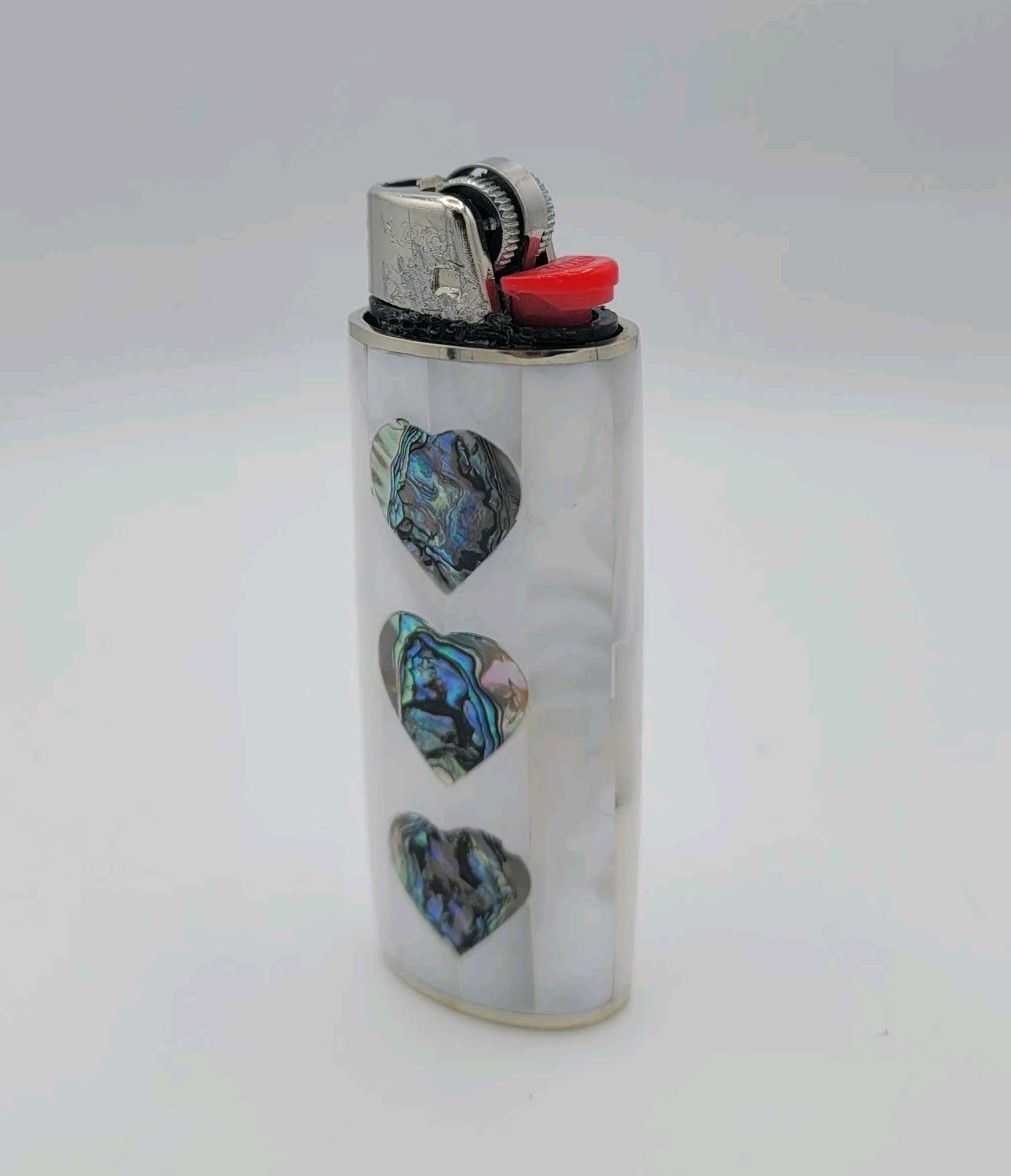 Case W/ Abalone Shell Hearts Handmade Unique Gift