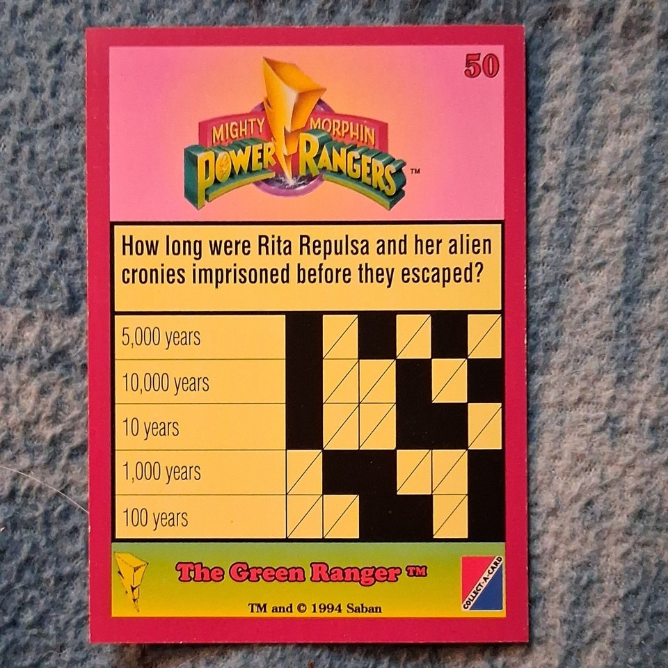 Mighty Morphin Power Rangers Saban Card #50 The Green Ranger 1994 | eBay