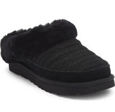 UGG Cluggette Black Genuine Shearling Lined Indoor/Outdoor Slipper Size 7