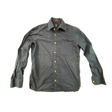 Hilfiger Mens Classic Fit Button Down Shirt Navy Blue Long Sleeve Cotton Small