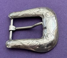 VTG Old Western American Signed FRITCH BROS Sterling Silver Ranger Belt Buckle