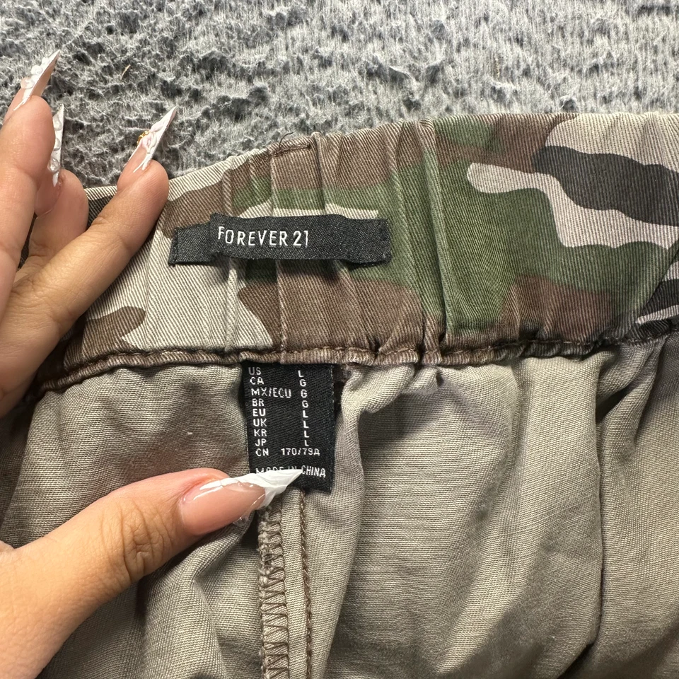 Pantalón Forever 21 Mujer L Verde Camuflaje Algodón Carga Utilidad Ropa de Trabajo Táctico Foto 3 de 4