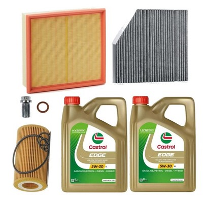 8L CASTROL EDGE LL 5W30 AIR OIL CABIN SERVICE KIT FOR MERCEDES CLA220d 2.2 13-19