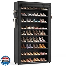 LANTEFUL Shoe Rack with Covers - 10 Tiers Tall Shoe Rack Organizer Large Capa