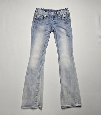 Miss Me Jeans Boot Cut Light Wash Embellished Pockets Sz 26x35 Inseam Je1050b2x