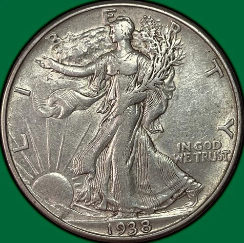 1938-D Walking Liberty Half Dollar Almost Uncirculated AU Coin #38278