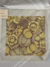 Vintage 1970s Handpainted Needlepoint Canvas Bold Yellow Floral Fruit 14x14