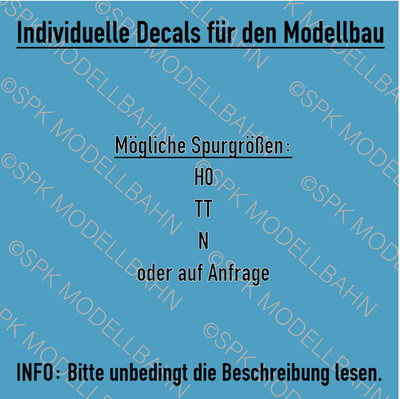 Individuelle Modellbahn-Decals H0 TT N   Wunschbeschriftung nach Vorlage