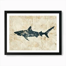 Tiger Shark Grey Silhouette 3 Art P Framed Wall Art Poster Canvas Print Picture