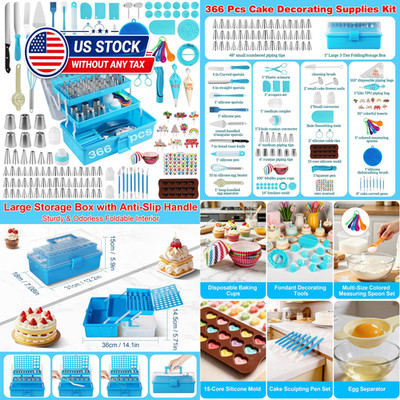 366-Piece Cake Decorating Kit, 60 Piping Tips with Storage Box | Complete set