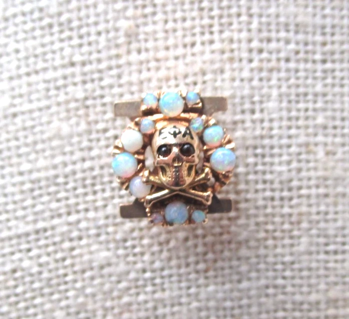 Antiguo prendedor de fraternidad médica de oro amarillo de 14k ópalo anterior a 1924 Epsilon Phi Alpha Foto 3 de 4