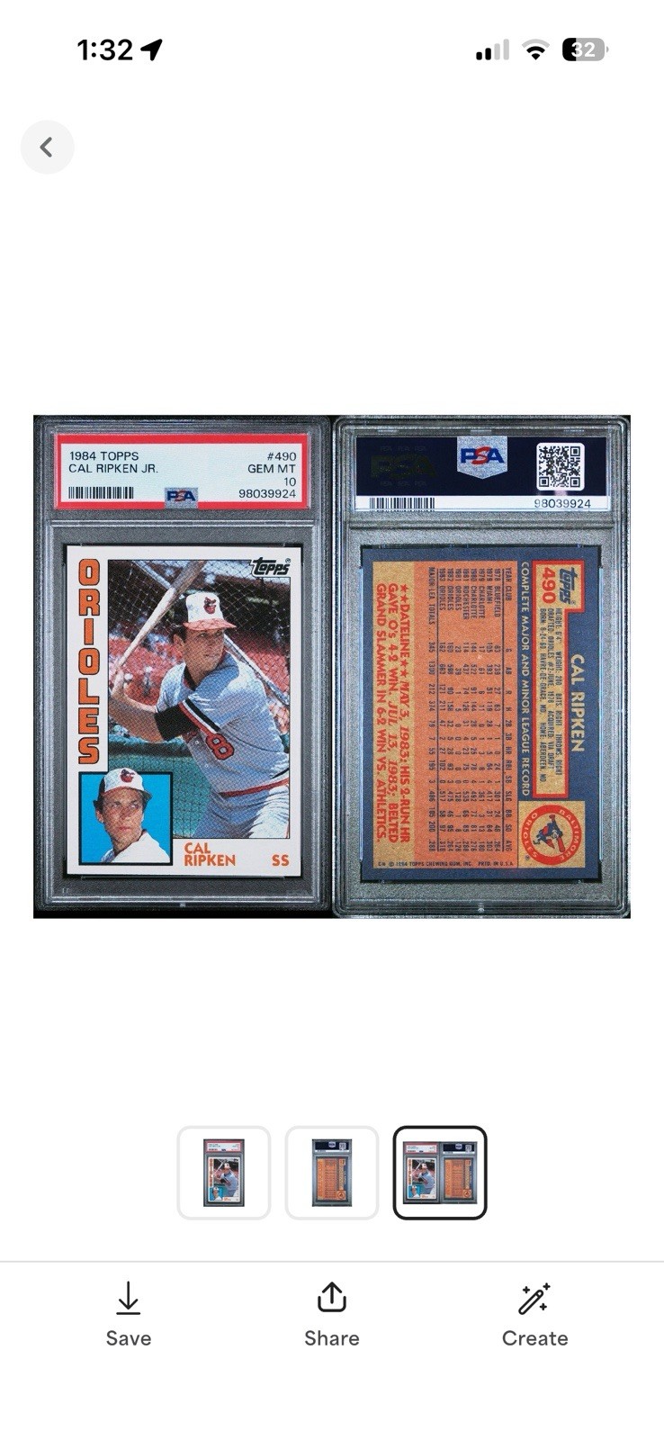 1984 Topps - Cal Ripken #490 view 3