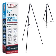 U.S. Art Supply 66" High Black Metal Display Art Easel - Large, 1