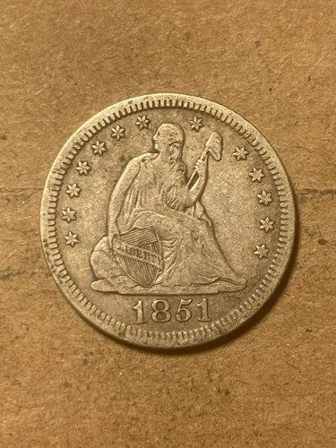 1851 P Seated Liberty Quarter - Key Date - VF/XF - As Shown! (#1656)