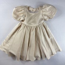 Azazie Muffin Champagne A-Line with Sleeves Matte Satin Dress Girls Size 5