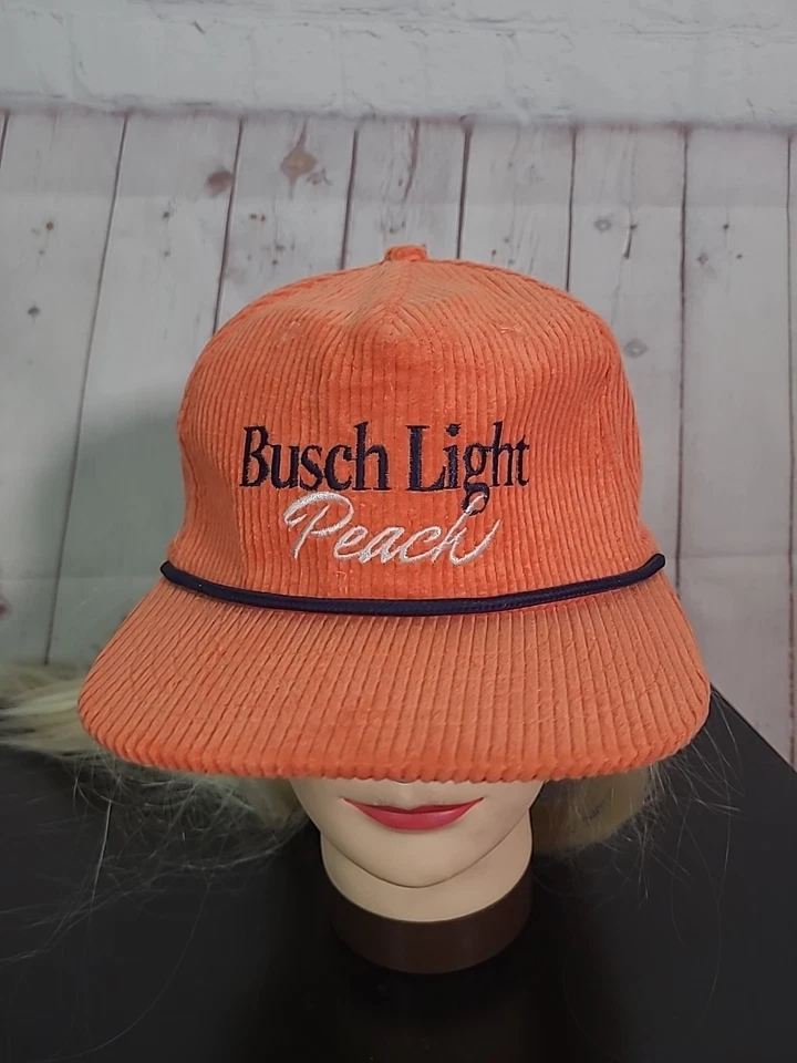 Винтажный Busch света персиковый логотип вышитый вельвет плоский законопроект шляпа оранжевый редкая  - Изображение 4 из 4