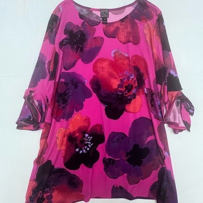 CLARA SUNWOO Pink and Purple Floral Tunic, 1X