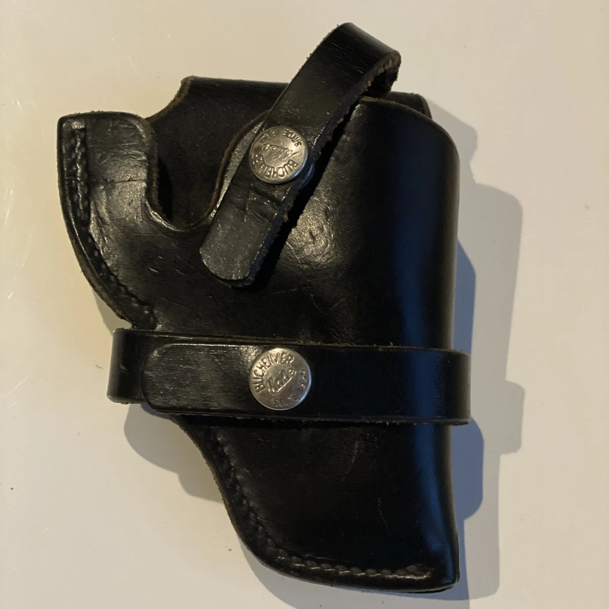 BUCHEIMER DETECTIVE 37A-22 ホルスター。 Vintage Bucheimer Detective Black Leather OWB Holster For .32 .380