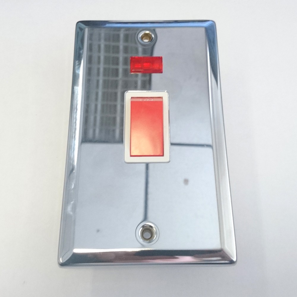 Litecraft 45A Cooker Switch With Red Neon Indicator - Polished Chrome Clearance