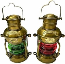 Set Of 2 Pcs Antique Marine Anchor Lantern Oil Lamp Decorative or Collectible.