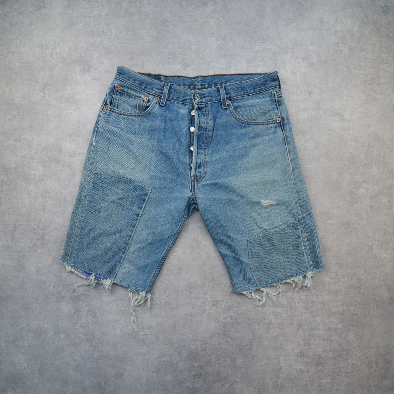 Levi's Denim Jorts Cut Off Summer y2k Shorts Mens 34 Distressed Button Fly, Blue