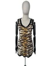 DOLCE & GABBANA Sleeveless Tiger Animal Print Viscose Dress