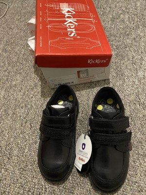 Kickers Fragma Lo Black Strap Infant Leather Shoes Size Junior - Main Image