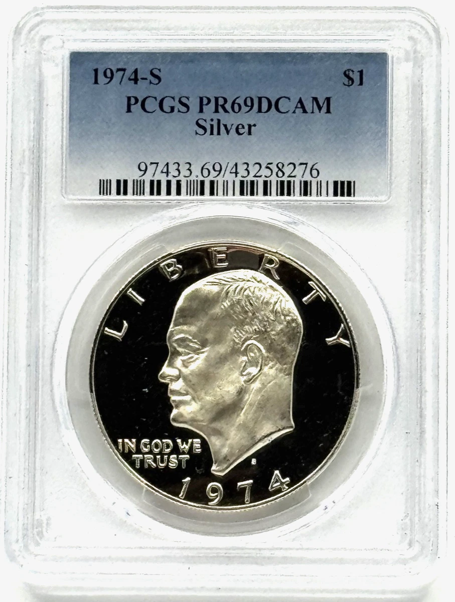 PCGS Certified PR 69 Graded 1974 Eisenhower Dollars (1971-1978