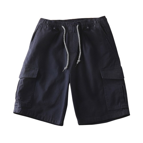 Sommer Herren Multi-Pocket Shorts Freizeit Vintage einfarbig lose Cargoshorts - Bild 10 von 17