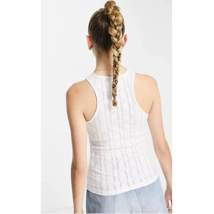 Topshop Racer Eyelet Tank Top White S eBay