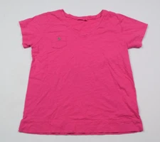 Fresh Produce Shirt Womens S Flamingo Pink Cotton Short Sleeve Pocket V-neck